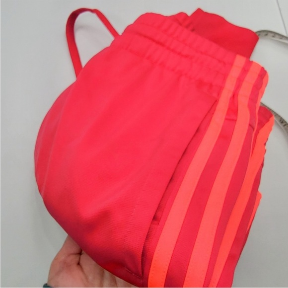 Adidas track pants reddish neon pink semi fitted athletic workout joggers - Picture 5 of 8